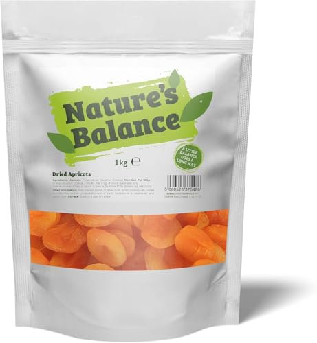 Natures Balance Dried Apricots 1kg - Soft Whole Natural Turkish Pitted Apricot Ready To Eat Ideal for Snacking