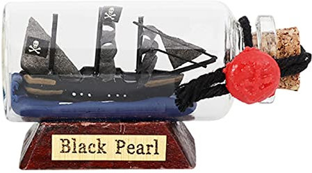 FLADO Black Pearl Ship Model in Glass Bottle, Sailboat in A Bottle, Home Living Room Decoration Model Ship, Creative Crafts Ornaments(6.5 * 2.5 * 3.5Cm)