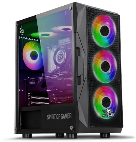 Spirit Of Gamer - Boitier PC Gamer RGB, 6 Ventilateurs 120 mm ARGB Inclus, Compatible mATX, Moyen Tour Gaming Vide avec Paroi Latérale en Verre Trempé, Optimisé pour Le Refroidissement - Rogue 7