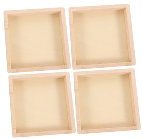 SEWACC 4stücke Holztabletts Für Bausteine Quadratische Aufbewahrungstrays Für Puzzle Und Spielzeug Vielseitige Und Praktische Sortierlösung Für Zuhause