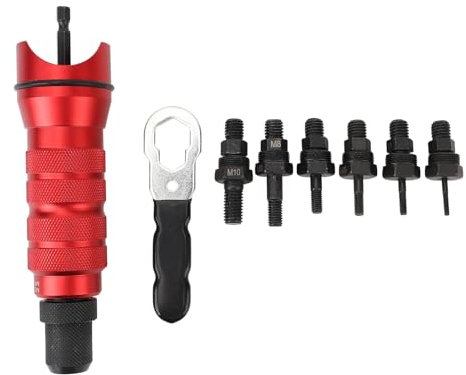 PerGar Akku-Nietpistolen-Adapter, Nietmuttern-Bohrer-Adapter-Set, Akku-Bohrmaschine, Elektrischer Nietpistolen-Adapter mit 6 Austauschbaren Köpfen, Kabelloses Nietmuttern-Werkzeug für