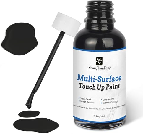 Black Touch Up Paint, Multi-Surface Touch Up Paint Pen, suitable for wall, metal, wood, floor, appliance maintenance, refrigerator, dishwasher, dryer, washing machine, microwave oven and other household appliances high-gloss paint repaint. 1.5 Fl Oz
