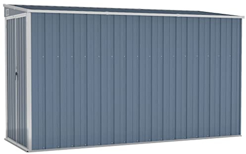 prissent Gartenhütte 118x288x178 cm Gerätehaus Fahrradunterstand Gartenschrank Storage Shed Wetterfest Schuppen Garten Grau