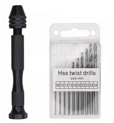 Pin Vise Hand Drill Bits with 10 Pcs Steel Twist Drill Bits(0.8-3.0mm), Precision Pin Vise Hobby Drill for Delicate Manual Work Electronic Assembling and Model Making