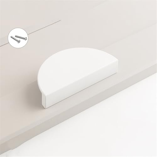 FQFLXY6589 2 Stück Möbelgriffe Aluminium-Legierung Schubladengriff Bunte Griffe für das Kinderzimmer Türgriff halbrund Schrankgriffe halbmondförmig für Küchenschränke,Kleiderschrank,Tür (100mm,Weiß)