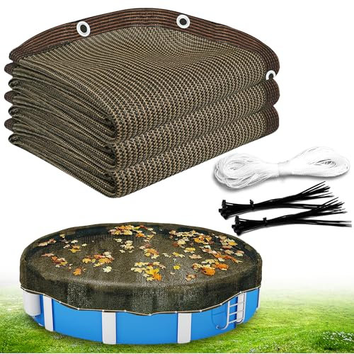 Bâche ronde de 4,5 m pour piscine hors sol de 3,7 m, bâche en maille durable avec œillets pour protéger des feuilles, des bâtons et des débris