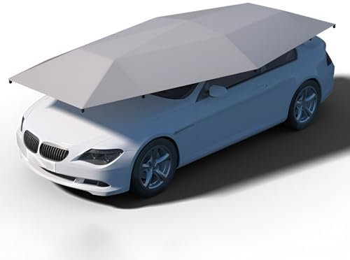 Carpa semiautomática para automóvil, cochera móvil Plegable, toldo para automóvil, sombrilla para Carpa al Aire Libre, Azul/Gris - 430 cm/480 cm (Gris, 480 cm)