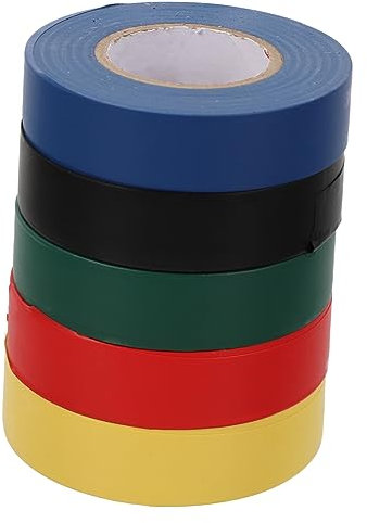 SOLUSTRE 5piezas Cinta Aislante Eléctrica De Tape De Aislamiento Para Uso Interior y Exterior Resistente Al y Multiusos Para Electricistas Drummers y Jugadores De Tenis