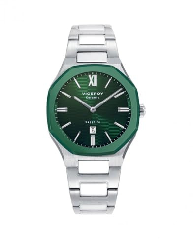 Viceroy Reloj Laura Escanes Mujer, Caja Acero y Bisel Cerámica Verde, Cristal Zafiro, Ref. 45002-63