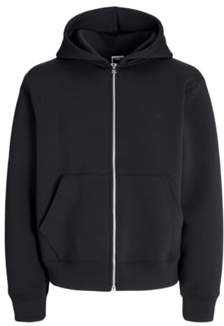 JACK & JONES Jcocover Scuba Sweat Zip Hood Pls – plus storlek, svart, 3XL