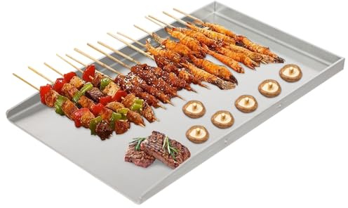 Grillplatta, rostfritt stål Plancha grillplatta, teppanyaki-platta med 2 handtag, grillplatta för BBQ gasgrill och kolgrill, 44,5 x 26 cm