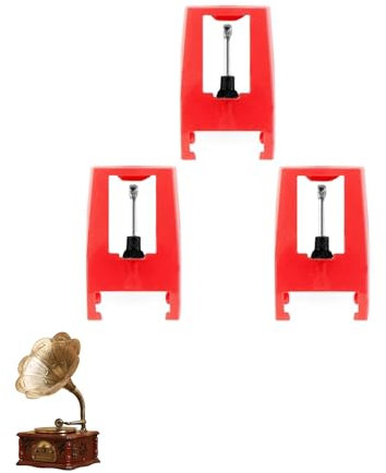 3 Pièce Tourne Disque Vinyle Aiguille,Diamant Platine Vinyles Gramophone Turntable Remplacement Universelles Aiguilles,Tete de Lecture Platines de Tourne-disque, Aiguilles pour Saphir Platine Vinyle