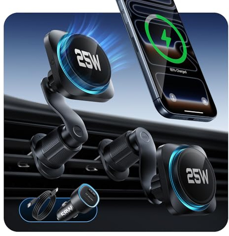 ESR OmniLock Qi2.2 Certified 25W MagSafe Car Mount Charger with CryoBoost, Phone Cooling MagSafe Car Charger, 360° Rotatable, Air Vent Magnetic Car Phone Holder for iPhone 17/16 with iOS 26, S26 Ultra