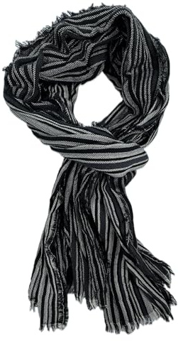 Rotfuchs Baumwollschal Damenschal Herrenschal Knitterlook streifen Muster in schwarz weiß