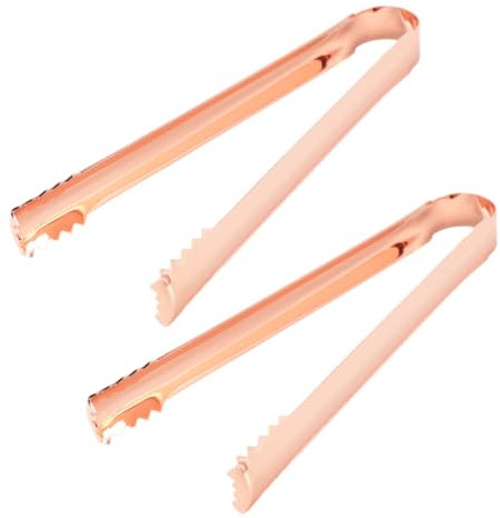 Ciieeo Stainless Steel Ice Tongs and Food Serving Clip Set, Rose Gold 2pcs, Bread Clip Kitchen Tool for Bar, Home and Buffet Use