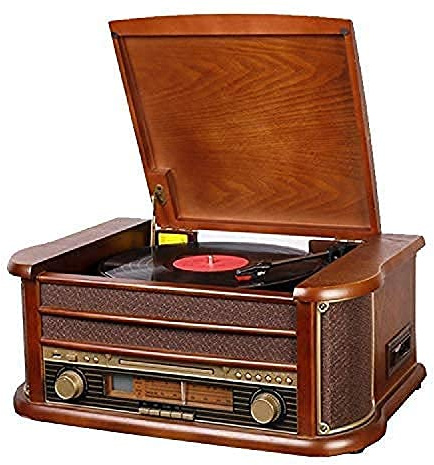 Vinyl Record Player - Wooden Desktop Bluetooth Turntable with Built-in Speakers - Retro Gramophone