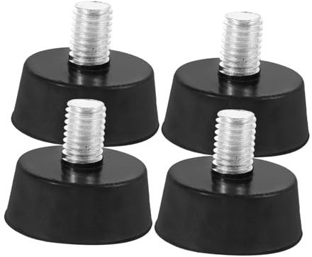 HONITANO 4 Piezas Patas de Goma Ajustables Muebles Tacos Antideslizantes y Amortiguadores de Vibración para Sillas Armarios y Electrodomésticos con Tornillos Regulables y Base Resistente