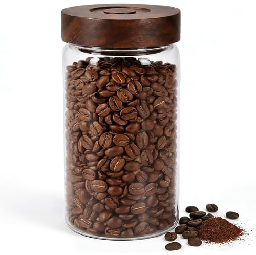 Punorric Airtight Coffee Container - Coffee Storage Jar with One-way Valve Airtight Lid | Clear Plastic Kitchen Food Storage Container for Tea, Flour, Cereal, Sugar, BPA-Free