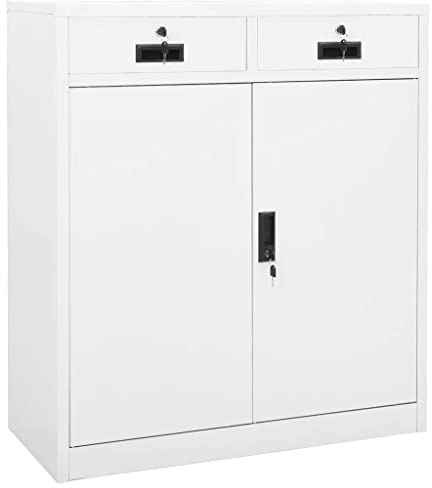 Tomostar Büroschrank, Metall, Aufbewahrungsschrank, Büro, Weiß, 90 x 40 x 102 cm, Stahl