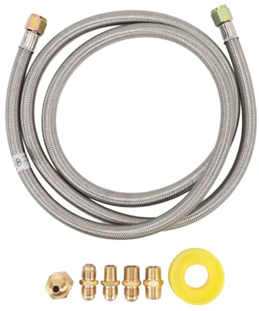 Extensión de manguera de línea de gas para vehículos recreativos, accesorios flexibles de conexión rápida de acero inoxidable, 6 pies de longitud, resistencia a alta presión para