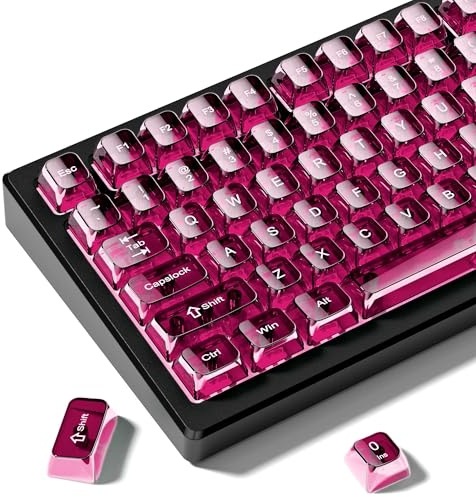 dagaladoo Clear keycaps Set,Translucent Keyboard keycaps,Jelly Key caps | Shine Through keycap Glossy,Transparent MDA Profile Custom keycaps for Mx Switches Mechanical Keyboard(115-keys,Fuchsia)