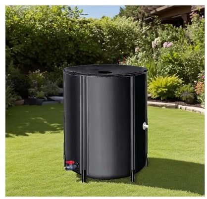 GZKDKZB Sistema Portatile di Raccolta dell'Acqua piovana da 500 Litri, Serbatoio di stoccaggio dell'Acqua per Giardino, Esterni e Prato, Serbatoio di Raccolta dell'Acqua piovana Nero