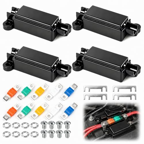 4Pcs Midi Fuse Holders with 10Pcs 30 40 60 80 100Amp Fuses 12V 24V for Cars