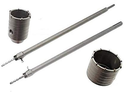 SET 2 FRESE CAROTATRICI PER CEMENTO 65 E 80 mm + ASTE 650 mm SDS PLUS E MAXI
