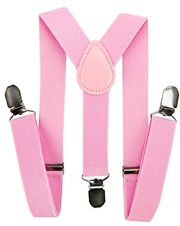 axy Barn pojkar hängsel-Y-form, bredd 2,5 cm med 3 starka klämmor, kan kombineras med fluga, enfärgade färger, HTK25-1, ROSA, 0.5-6 År