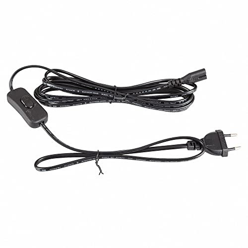 Mextronic Netzkabel 3 m Eurostecker + Schalter 300SW C7 auf 2-pin Euro Doppelbuchse schwarz