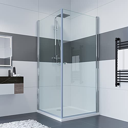 IMPTS Duschkabine Pendeltüren 75x90 x 185cm Doppel Duschtür Eckdusche Duschabtrennung Dusche Glas, ohne Duschtasse & Ablauf