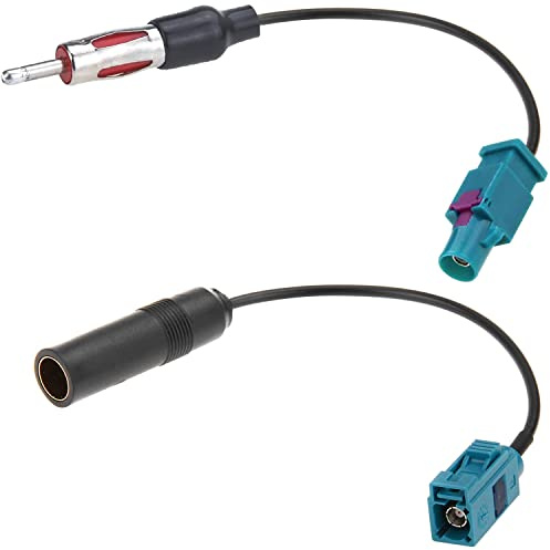 Greluma 2 St Universal Vehicle Car Stereo FM AM Radio Antenna Adapter Cable - Mjuk & Hane till DIN Plug Kompatibel med Fakra Z, för Car Stereo Audio HD Radio Head Unit CD Media Player Receiver