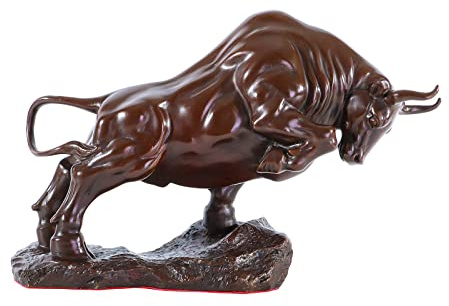 Bronze-Stierstatue, Tierskulptur, Kunst, Heimbüro, Tischdekoration, wunderschöne Geschenke (23,4 x 8,1 x 6,1 cm)