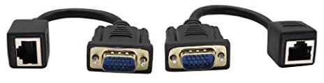 ZUYOOK VGA to RJ45 Extender Network Adapter Cable, 15-Pin Male to Female Cat5/6 Ethernet LAN Console for Multimedia Video and Distance Extension (15Cm/6Inch, 2-Pack)