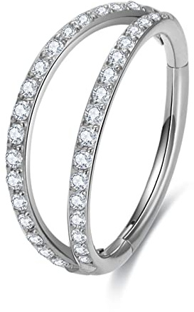 G23 Anelli nasali in titanio per pelle sensibile, 16G Anello nasale Septum Clicker, Anello nasale Teardrop Doppio Triplo 6mm 8mm 10mm 12mm, Titanio