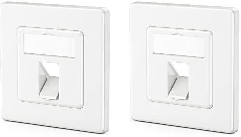 deleyCON 2x 1 Port LAN Anschlussdose Datendose Unterputzdose für Keystone Module 45° Gewinkelter Auslass für Keystone Module mit z.B. RJ45 Koaxial F-Stecker RJ-11 Cinch Klinke Toslink PS2