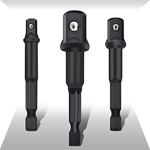 PTSLKHN Impact Grade Socket Adapter Set, 1/4, 3/8, and 1/2 Inch Socket Adapters, Chrome Vanadium Steel, Convenient Carry Box - Ideal for Impact Drills and Drivers(Surface phosphating black)