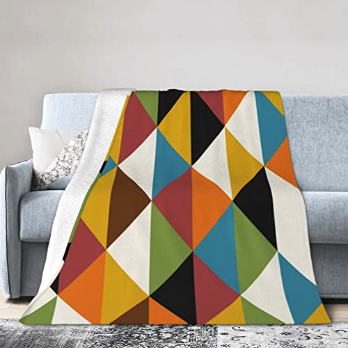 Coperta patchwork geometrica, morbida e lussuosa, in flanella, quattro stagioni, leggera, coperta per divano e aria condizionata