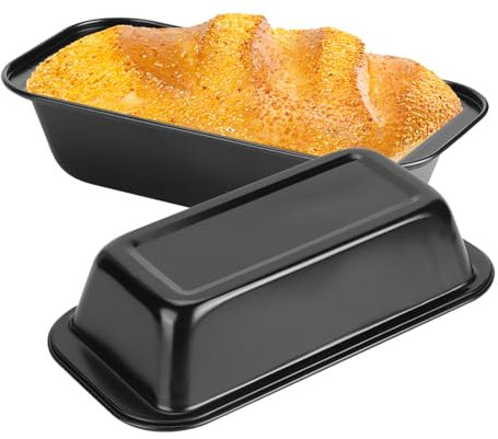Tissting 2 Pcs Moule À Pain Rectangle Noir en Acier au Carbone 10 x 5,2 x 2,4 Pouces - Revêtement Antiadhésif pour Gâteau et Cuisson À la Maison