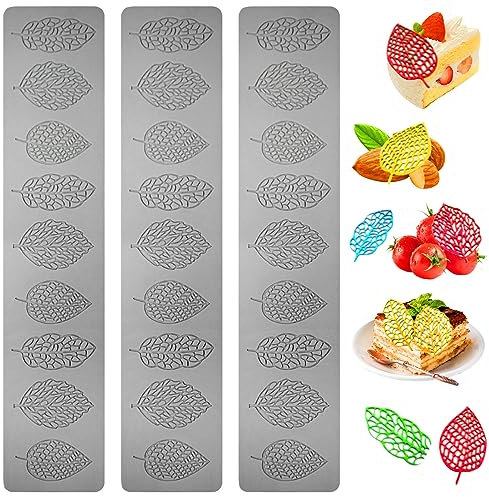 3pcs Leaves Shape Silicone Mould, Leaf Silicone Molds Hollow 3D Leaf Candle Mould, Lace Silicone Mold Cake Embossing Mat Flexible Leaf Molds for Fondant, Sugar Paste, Chocolate, Butter, Soap (3pcs)