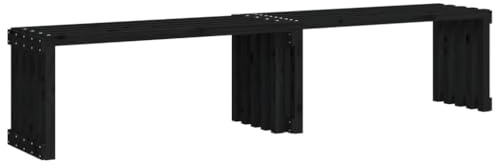 vidaXL Gartenbank, Sitzbank Parkbank Ausziehbar, Bank Holzbank für Garten Terrasse, Außenbank Gartenmöbel, Schwarz 212,5x40,5x45cm Massivholz Kiefer