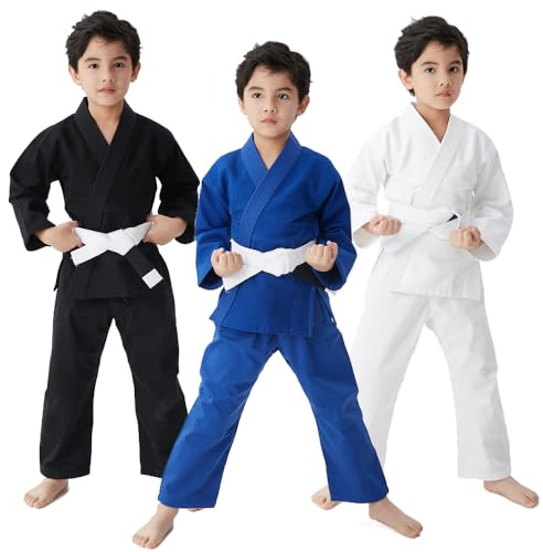 FIGHTSPIRIT Brasilianische Jiu Jitsu Gi Jugend IBJJF Kinder BJJ Uniform Durable Hose & Jacke Gürtel nicht im Lieferumfang enthalten, Blau, 7 Jahre