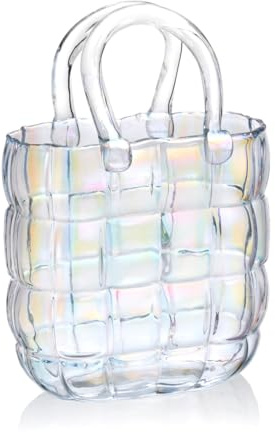 Godinger Handbag Vase, Clear Iridescent Vase Crystal Decorative Piece | Home Decor, Flower Arrangements, or Unique Gifts