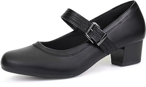 Ortho+rest Damen Mary Janes Pumps für Hallux Valgus Orthopädische Kleid Schuhe Low Chunky Heels Arbeit Pumpen (39,Schwarz)