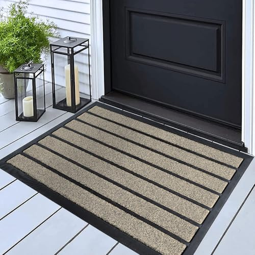 ubdyo Extra Durable Door Mat Outside Entrance (30 x 17, Bright Beige)
