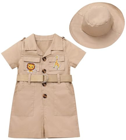 FYMNSI Zoow�rter Kost�m f�r Kinder Baby M�dchen Jungen Zookeeper Safari Dschungel Forscher Anzug Explorer Set Tierpfleger MaskenKost�m Afrika Forscher Fasching Karneval Verkleidung Khaki 12-18 Monate