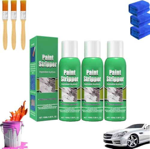 Lot de 3 décapants de peinture efficaces, sans traces, décapant de peinture automobile, décapant de peinture pour surfaces métalliques