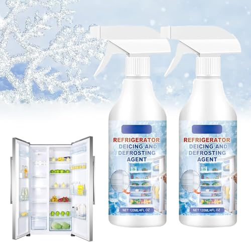 Defrosting Spray for Fridge Freezer, 120ml Refrigerator Defrosting Deicer Spray, Freezer Defrosting and Deicing Spray, Refrigerator Deicing and Defrosting Agent, Quickly Removes Ice (2 Pcs)