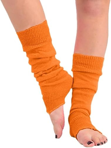 reshmena® Stickad benvärmare för kvinnor 80-tals tonåring fin klänning danskläder flickor snygga benvärmare kvinnor flickor benvärmare karneval maskeraddräkt festkläder, Orange, en storlek