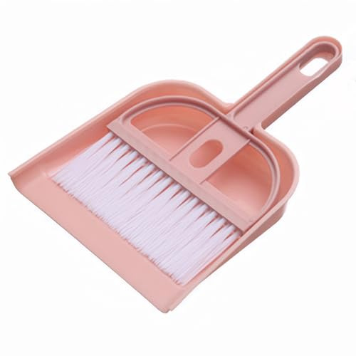 HSYTEK Balai de table, balayette de table, mini balai et pelle - Qualité supérieure pour un nettoyage efficace à la maison, au bureau, à l'école et au toilettage des animaux de compagnie (rose)